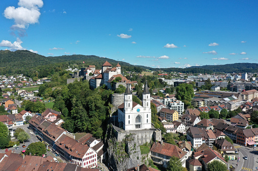 Aarburg is a historic town and a municipality in the canton of Aargau. The town has arround 8'100 inhabitants. The image shows the old town captured during a sunny day in autmn season.