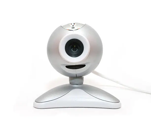 Frontview of a webcam on a solid white background