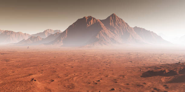 istock Sunset on Mars, dust obscured Martian landscape. 3D illustration 1476567278
