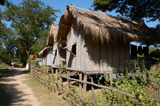 Laos - village on the Mekong Islands.