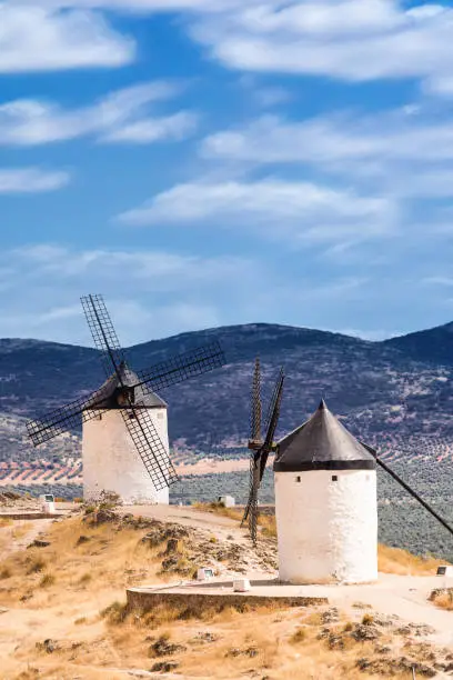 Two Windmills on the hill in Consuegra, Spain