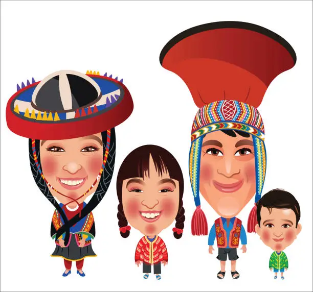 Vector illustration of Peruvian Family