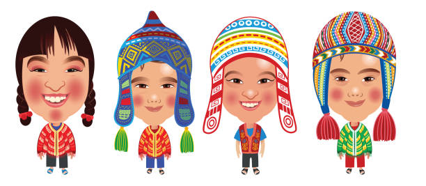 Peruvian children Vector Peruvian children quecha indian stock illustrations