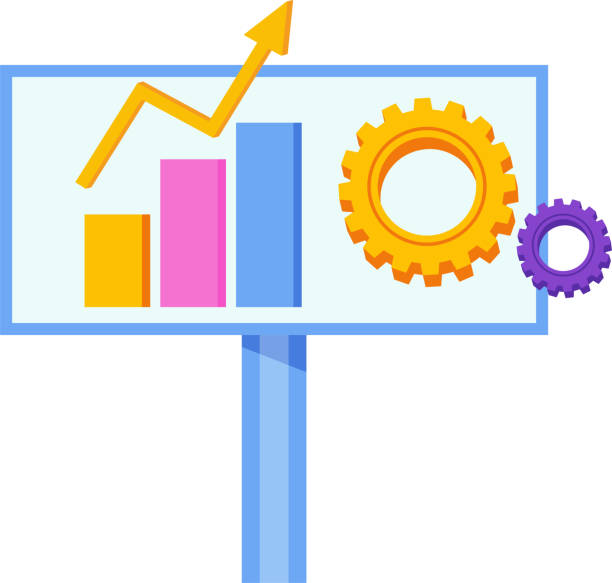 istock Billboard, gears and growth chart. Advertising and promotion icon. 1476582509