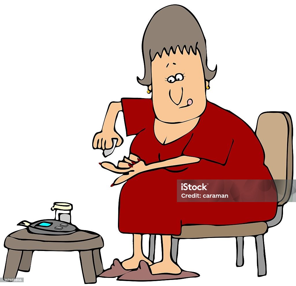 Mujer controlar su nivel de glucosa - Ilustración de stock de Adulto libre de derechos