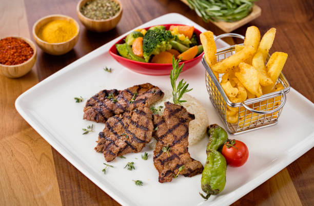 Grilled meat with  Barbecue Souce.