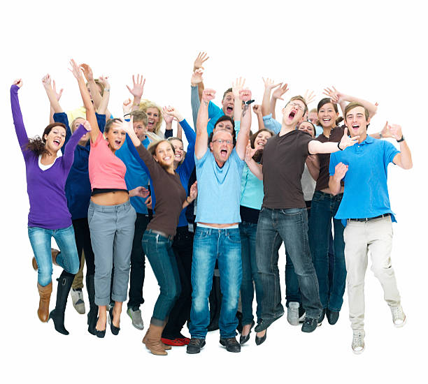istock Excited young men and women enjoying together 147660382