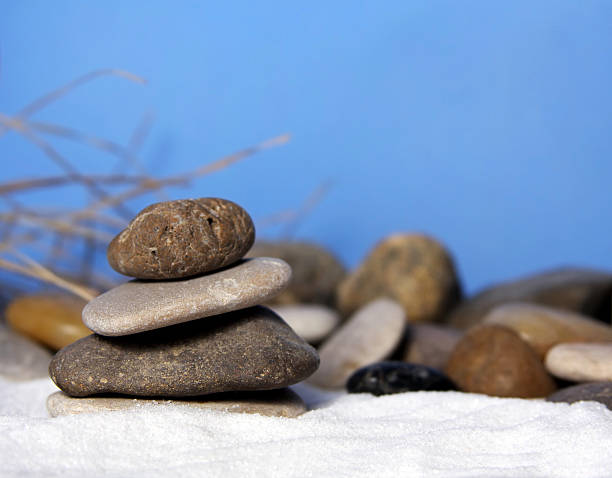 Stones and whte sand stock photo