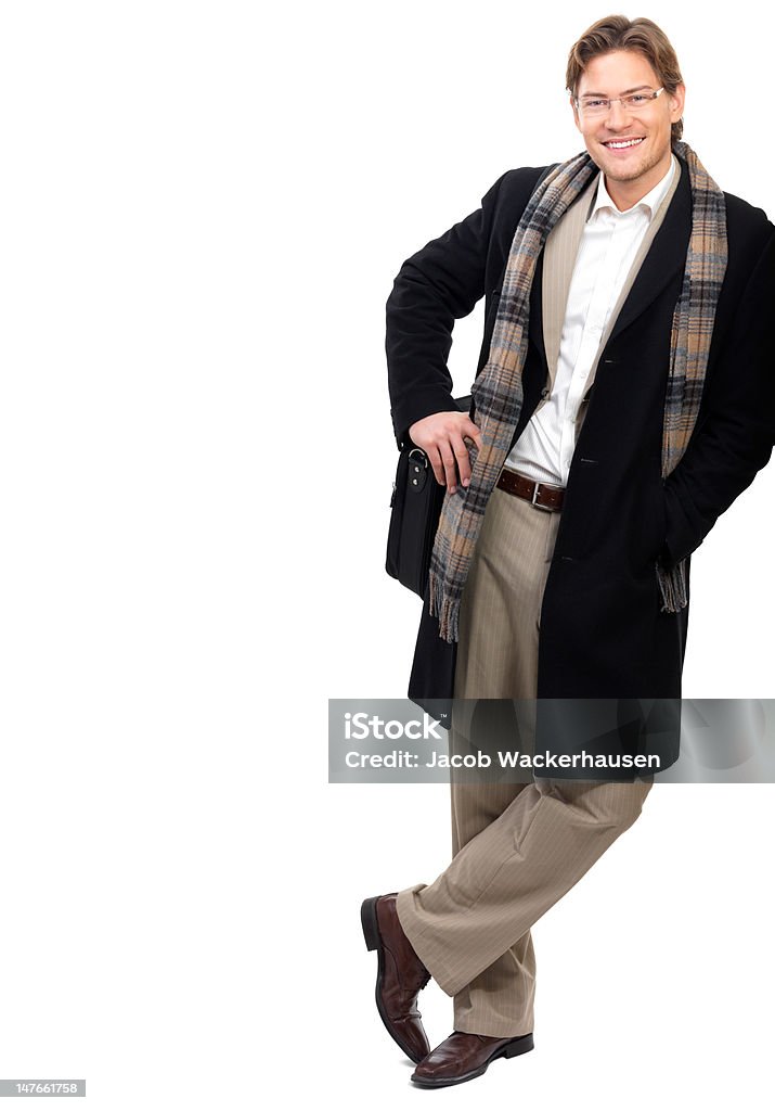 Close-up of веселый бизнесмен leaning against белом фоне - Стоковые фото 20-29 лет роялти-фри
