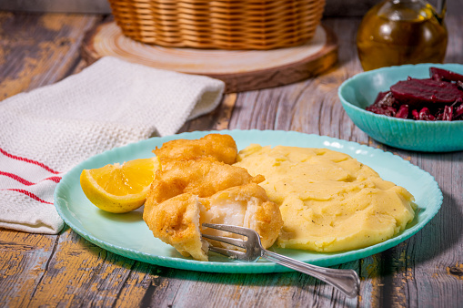 Cod fish with a potato garlic mash  - Bakaliaros Skordalia 25 March