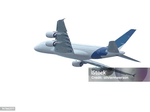 에어버스 A380 플라잉 흰색 바탕에 그림자와 0명에 대한 스톡 사진 및 기타 이미지 - 0명, 날기, 단일 객체