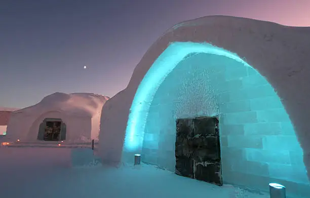 Entrance to Icehotel Sweden with 