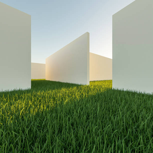 istock 3d geometric showcase with beautiful blue sky background 1476621713