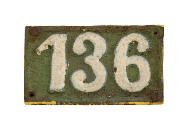 istock Old retro cast iron plate number 136 1476621744