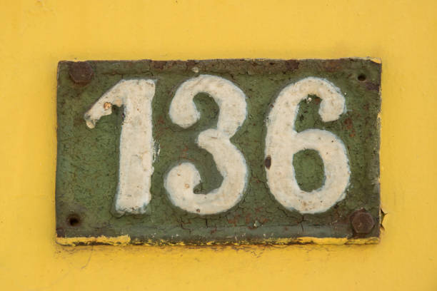 istock Old retro cast iron plate number 136 1476621809