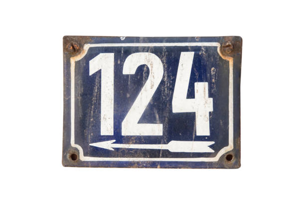 istock Weathered enameled plate number 124 1476621813