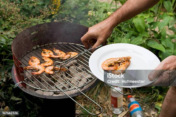 Barbecue In Giardino - Fotografie stock e altre immagini di Alla griglia - Alla griglia, Arancione, Barbecue - Cibo