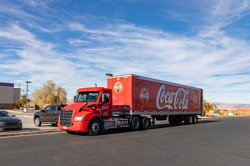 Page, United States - November 21, 2022: A picture of a Coca-Cola truck.