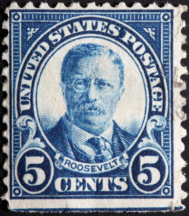 Portrait of the president on a postage stamp.