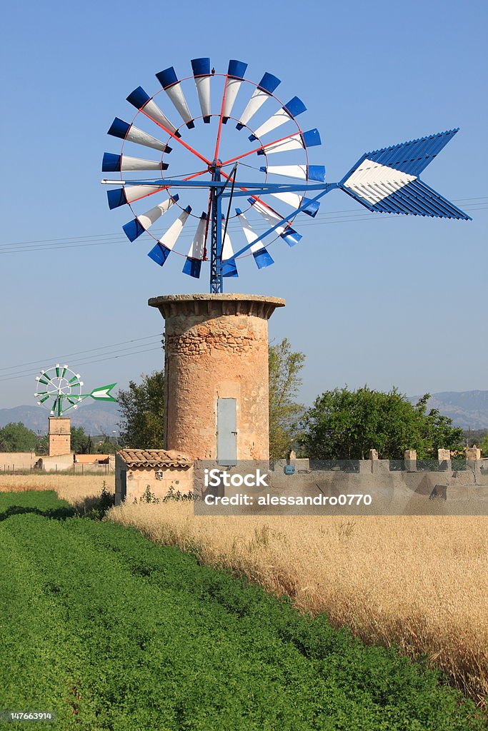 Mallorca windmill Typical windmill in Mallorca island, Spain Majorca Stock Photo