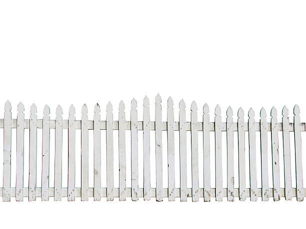 White PIcket Fence Clearcut isolated white picket fence picket fence stock pictures, royalty-free photos & images