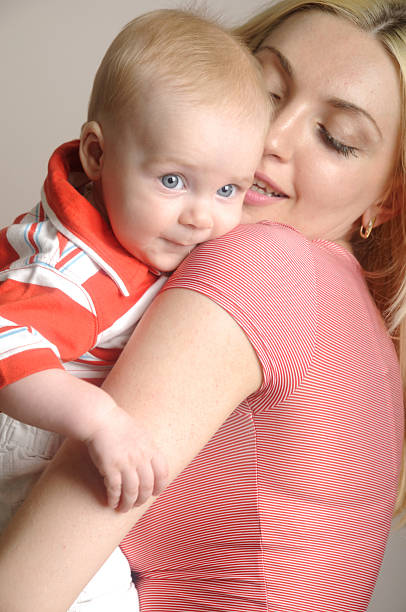 picture of happy mother with baby stock photo