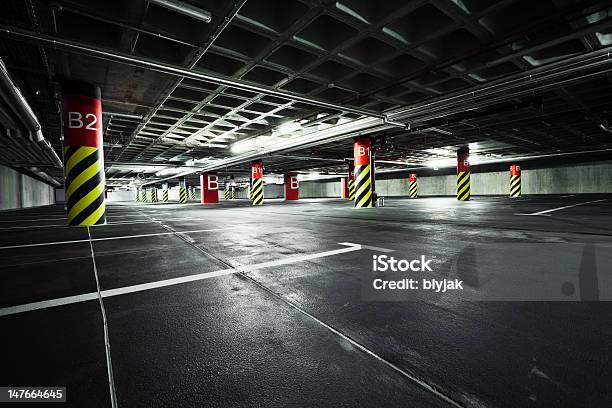 Parking Garage Basement Underground Stock Photo - Download Image Now - Black Color, Empty, Parking Lot