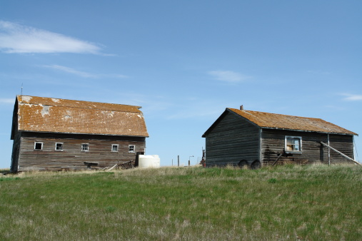 Old farm buildings.