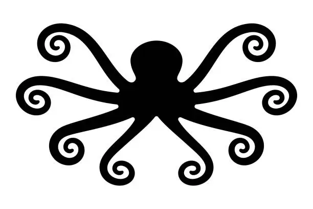 Vector illustration of Kraken, symbol for a legendary sea monster, an octopus with 8 tentacles