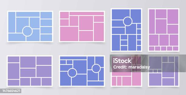 Modèle De Moodboard Grille De Collage Photo Illustration Vectorielle