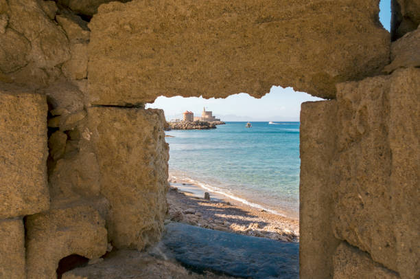 Beautiful View on harbour, Rhodes island, Greece