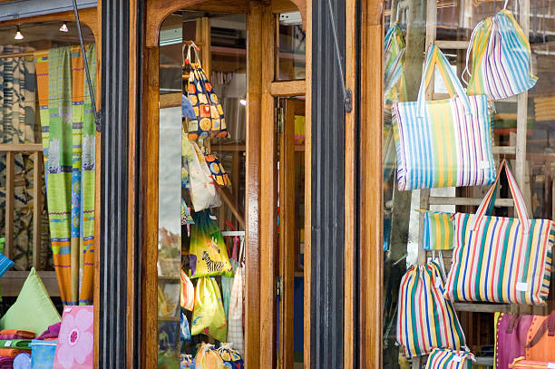 istock Colorful Bags in Shopping Window 147667288
