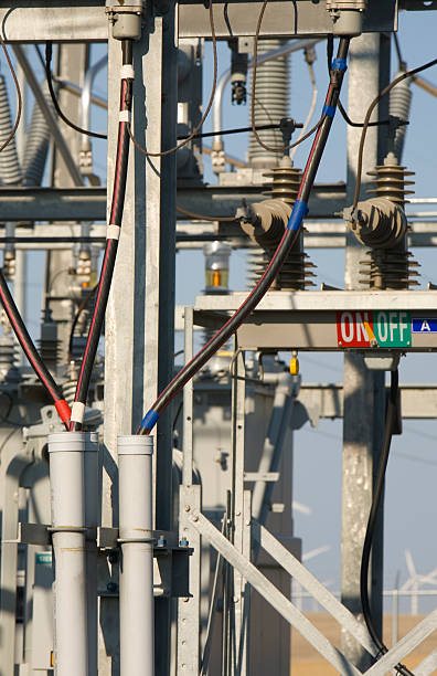 wind farm substation detail stock photo