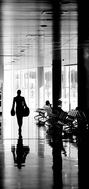 여자 공항 스톡 사진