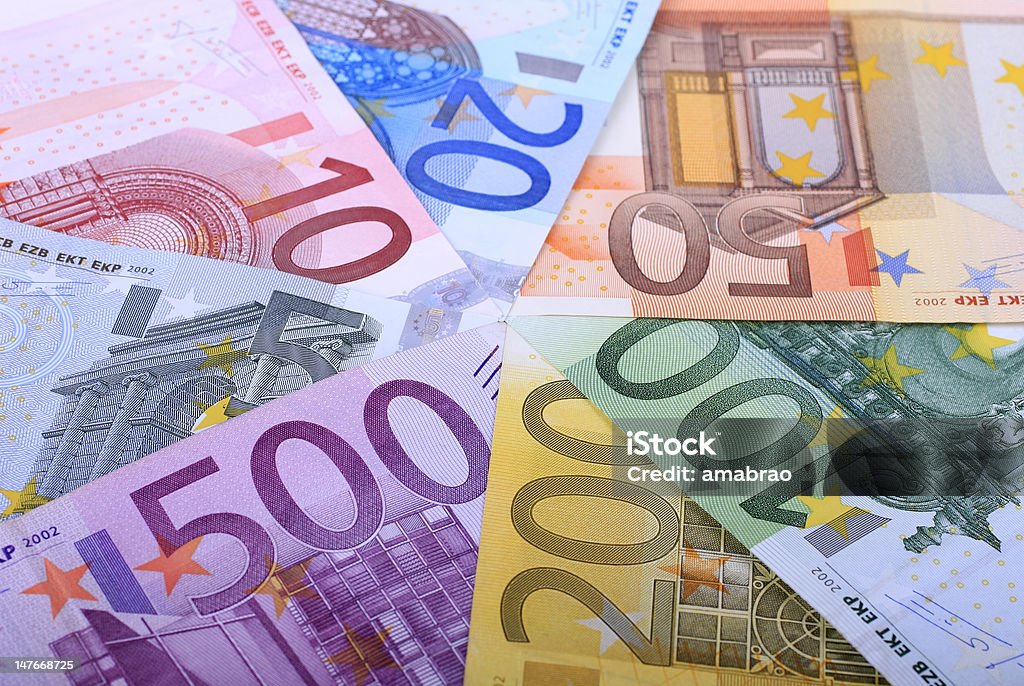 From 5 to 500 Complete set of european banknotes from 5 to 500 hundred euros Abundance Stock Photo