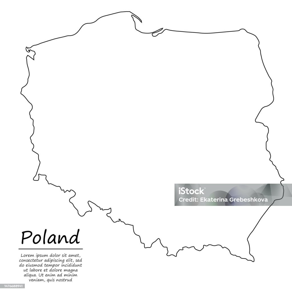 Kontur Mapy Polski Do Druku Simple Outline Map Of Poland In Sketch Line Style Stock Illustration