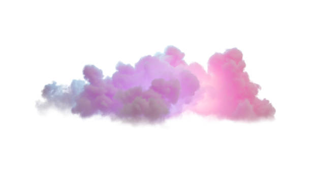 istock 3d rendering, glowing violet pink soft cloud isolated on white background. Fluffy cumulus atmosphere phenomenon. Realistic sky clip art element 1476694623