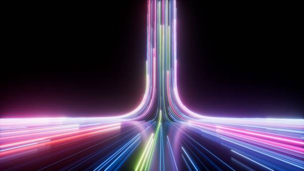 istock 3d render, abstract background, bright neon lines glowing in the dark, digital futuristic wallpaper 1476694725