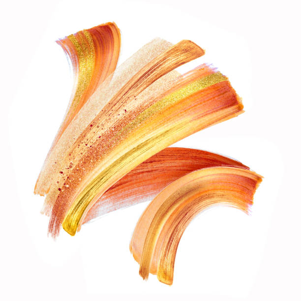 istock digital illustration, orange gold brush stroke clip art isolated on white background, dynamic watercolor smear, multicolor neon paint texture, design element 1476697626