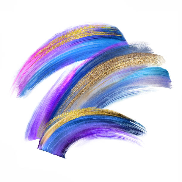 istock digital illustration, violet blue neon brush stroke clip art isolated on white background, dynamic watercolor smear, multicolor neon paint texture, design element 1476697640