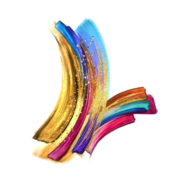 istock red blue violet gold paint smears, colorful brush strokes, abstract hand painted shape,watercolor clip art isolated on white background, makeup palette, fashion illustration, splashing design element 1476697688
