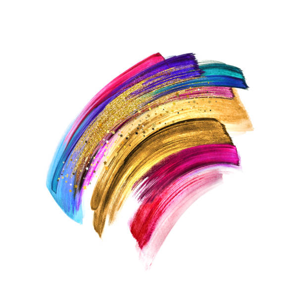 istock red blue violet gold paint smears, colorful brush strokes, abstract hand painted shape,watercolor clip art isolated on white background, makeup palette, fashion illustration, splashing design element 1476697743