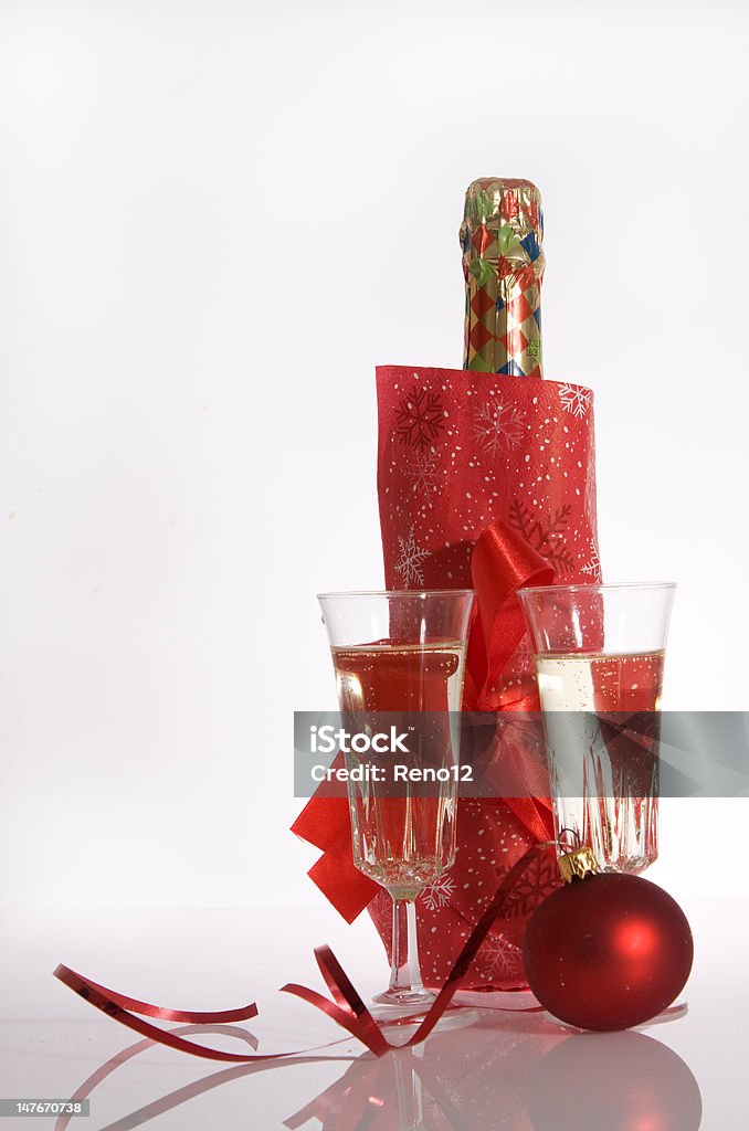 New Years day toast New Years eve composition - glasses of champagne and ribbons Alcohol - Drink Stock Photo