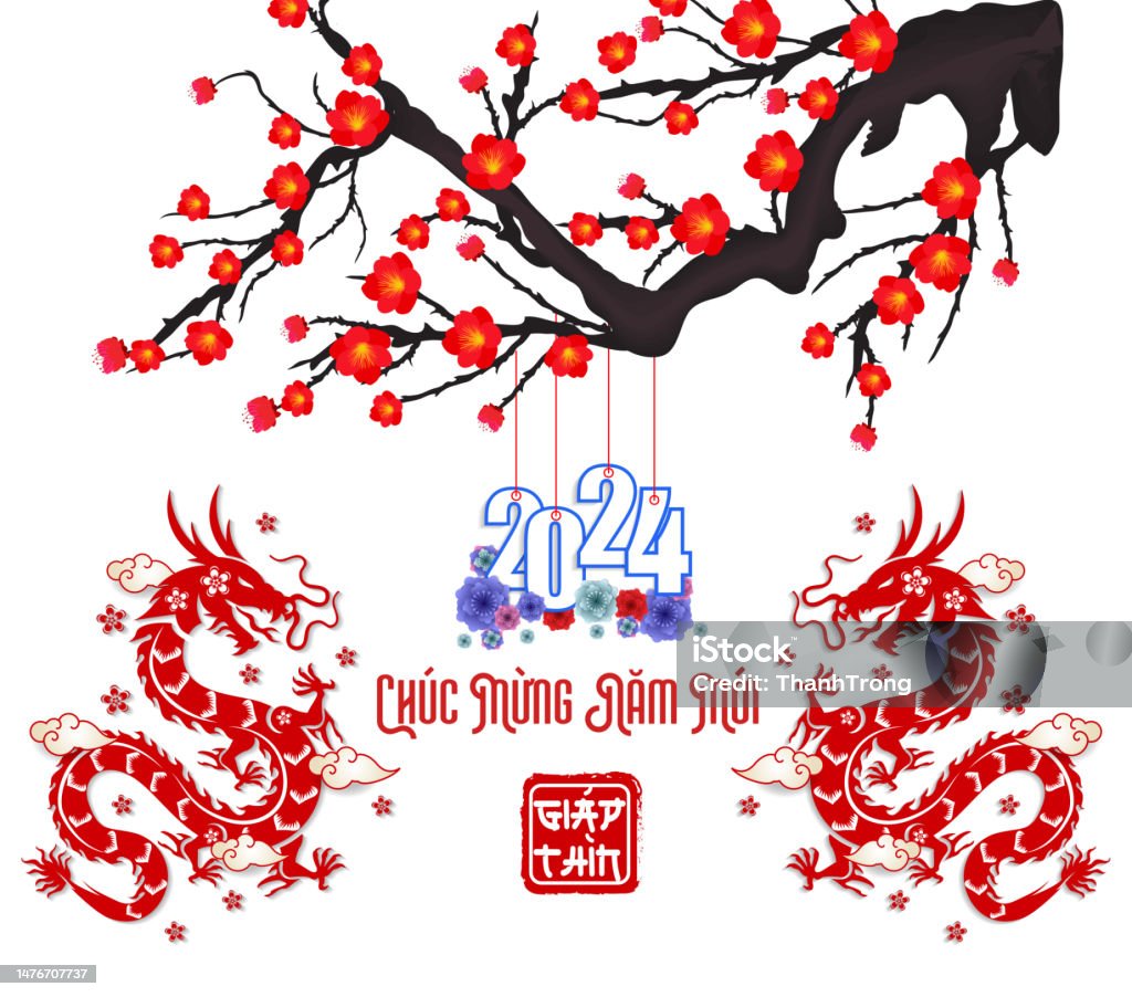 Mondneujahr Vietnamesisches Neujahr Chinesisches Neujahr 2024 Jahr Des