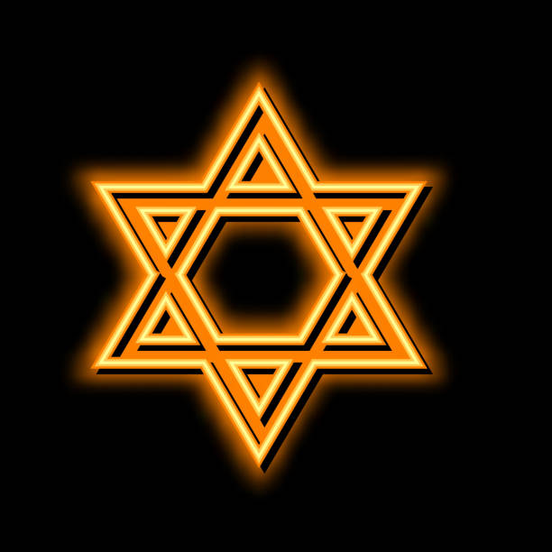 ilustraciones, imágenes clip art, dibujos animados e iconos de stock de judaísmo religión neón resplandor ilustración - agnosticismo