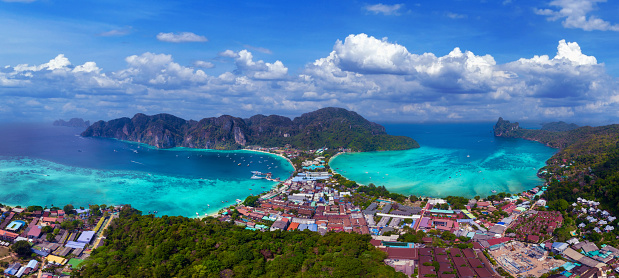 Panorama of Phi phi island in Thailand.