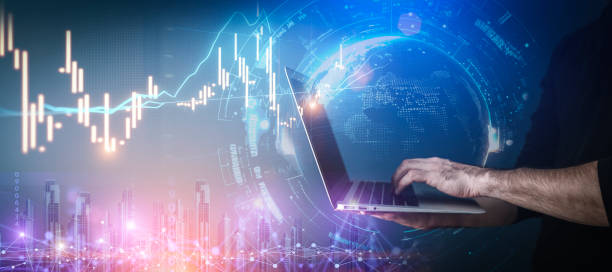 istock Big data technology background. Using a laptop against the background of visualization of a computer internet network, social connection, analytics, information. 1476713937