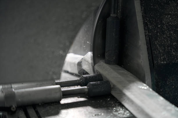 istock Processing of metal profile to certain length 1476714172