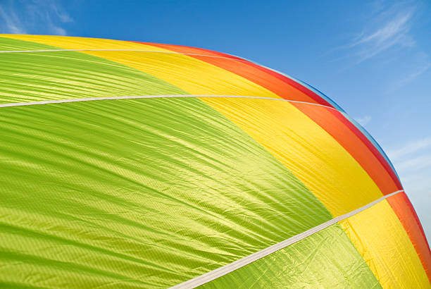 hot air balloon inflation stock photo