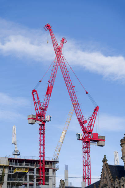 istock Tall cranes at new office construction in Glasgow city centre 1476714990